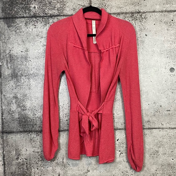 Lululemon // Pink Knit Wrap Tie Sweater Size 10